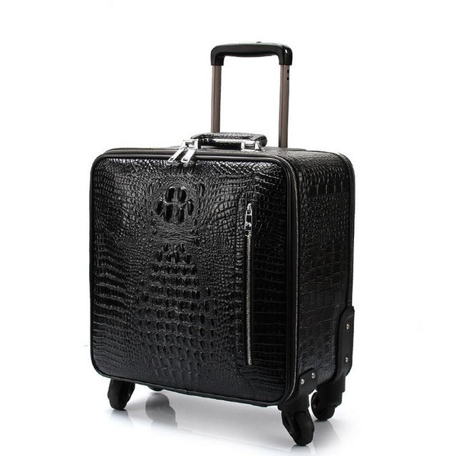 Genuine Crocodile Leather Luggage Bag Business Trolley Briefcase Trave