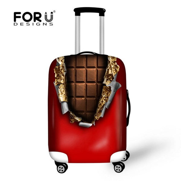 Fashion Durable Elastic Travel Accessories Chocolate Print Luggage Cover Stretchable Suitcase Cover Apply For 18-30 Suitcases