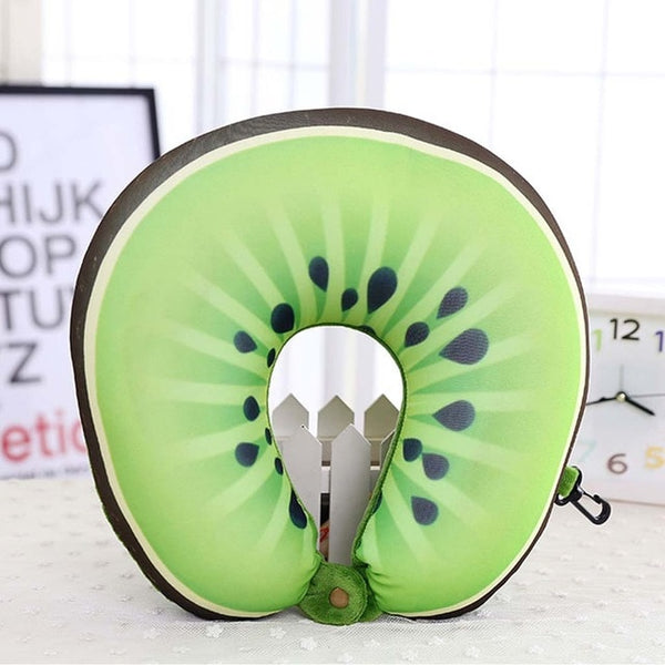 Fruit U Shaped Pillow Travel Watermelon Lemon Kiwi Orange Pillows Cushion Nanoparticles Neck Pillow Car Travel Pillow