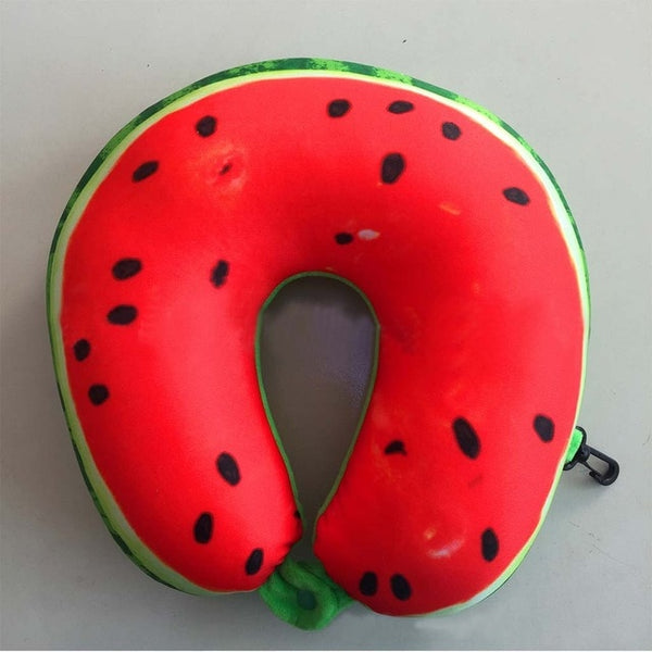 Fruit U Shaped Pillow Travel Watermelon Lemon Kiwi Orange Pillows Cushion Nanoparticles Neck Pillow Car Travel Pillow