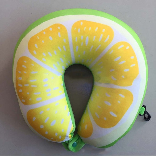 Fruit U Shaped Pillow Travel Watermelon Lemon Kiwi Orange Pillows Cushion Nanoparticles Neck Pillow Car Travel Pillow