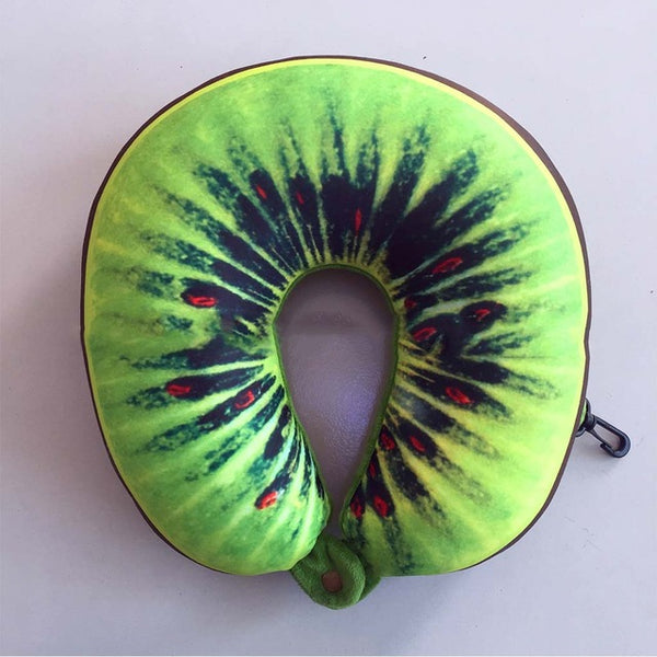 Fruit U Shaped Pillow Travel Watermelon Lemon Kiwi Orange Pillows Cushion Nanoparticles Neck Pillow Car Travel Pillow