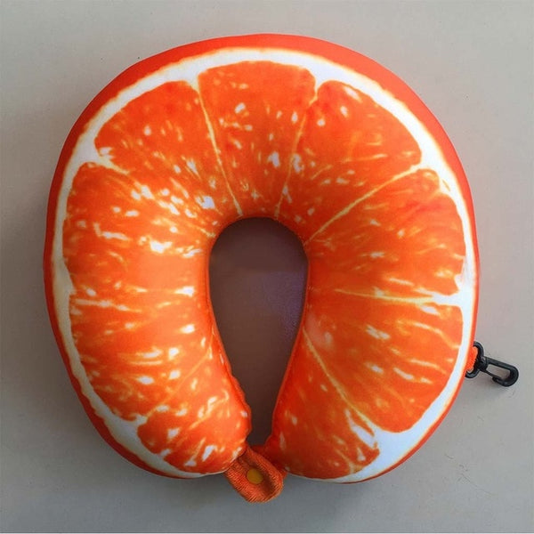 Fruit U Shaped Pillow Travel Watermelon Lemon Kiwi Orange Pillows Cushion Nanoparticles Neck Pillow Car Travel Pillow