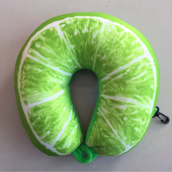Fruit U Shaped Pillow Travel Watermelon Lemon Kiwi Orange Pillows Cushion Nanoparticles Neck Pillow Car Travel Pillow