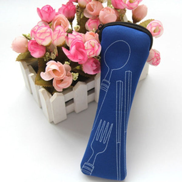 New Travel Portable Fork Travel Stainless Steel Cutlery Portable Bag Picnic Container for Kids Adult Travel Accessories