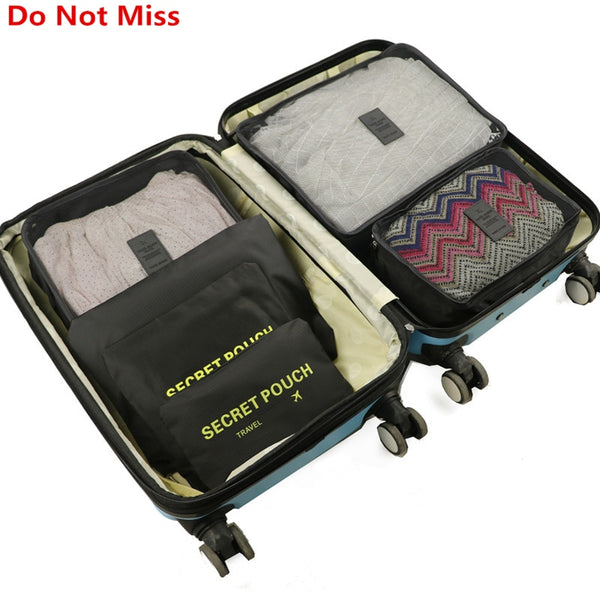 6pcs/set Baggage Travel Organizer Bag Waterproof Project Packing Organizer Travel Bags Clothes Arrange  Travel Accessories Bags