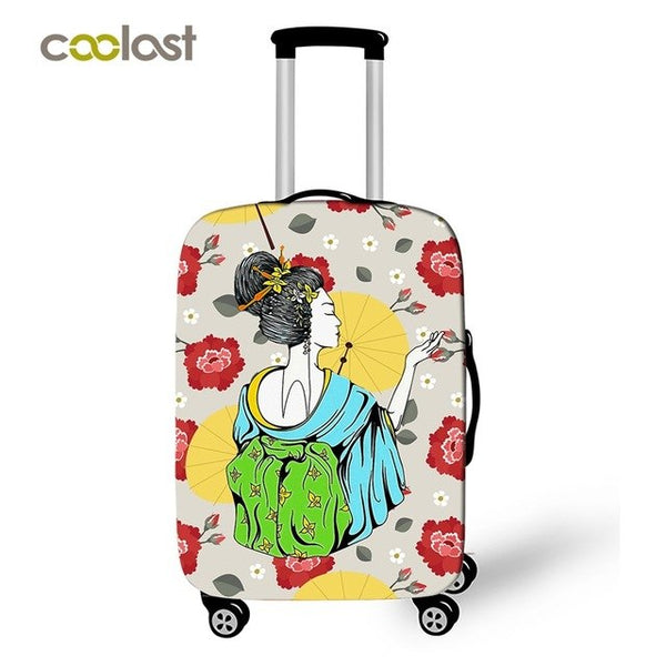 Japanese Geisha Girl Travel Luggage Protective Covers Pineapple Suitcase Travel Accessories For Girls Ballet Suitcase Cover