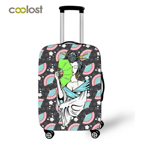 Japanese Geisha Girl Travel Luggage Protective Covers Pineapple Suitcase Travel Accessories For Girls Ballet Suitcase Cover