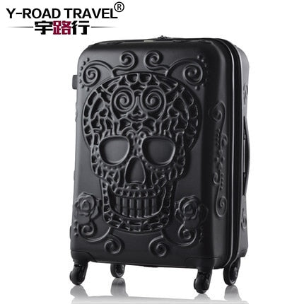 20'24'28' Skull Pattern Rolling Luggage Spinner Travel Suitcase Luggage Women Boarding Box Trolley Suitcases Trunk