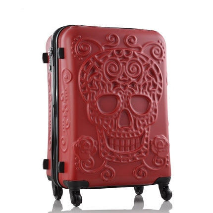 20'24'28' Skull Pattern Rolling Luggage Spinner Travel Suitcase Luggage Women Boarding Box Trolley Suitcases Trunk