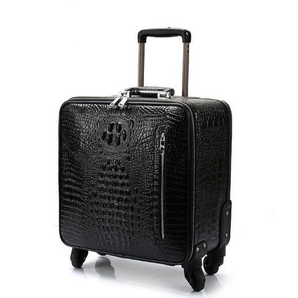 High quality cow leather travel bag full genuine leather suitcases trolley luggage suitcase crocodile luggage