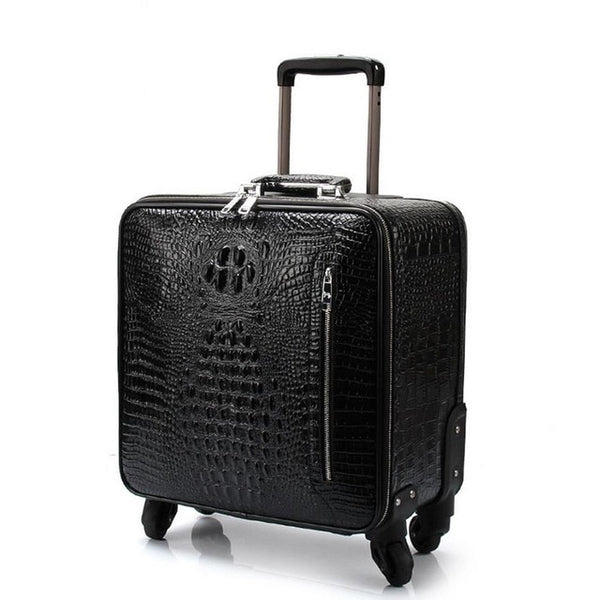 High quality cow leather travel bag full genuine leather suitcases trolley luggage suitcase crocodile luggage