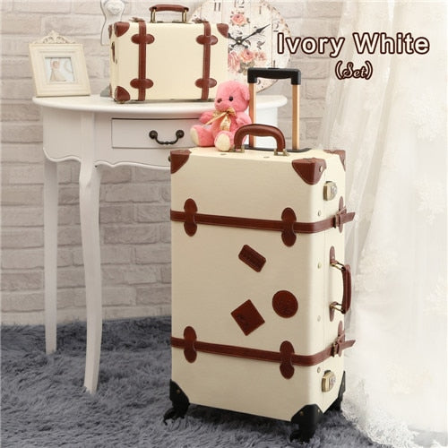 UNIWALKER Vintage Suitcase 20"-26" PU Leather Travel Suitcase , Scratch Resistant Rolling Luggage Bags Suitcase With TSA Lock