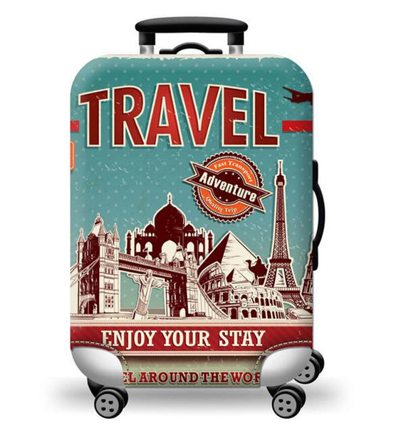 Elastic Luggage Cover Luggage Suitcase cover Super Lightweight Luggage Protector Dustproof Suitcase Cover (Eiffel Tower, L)