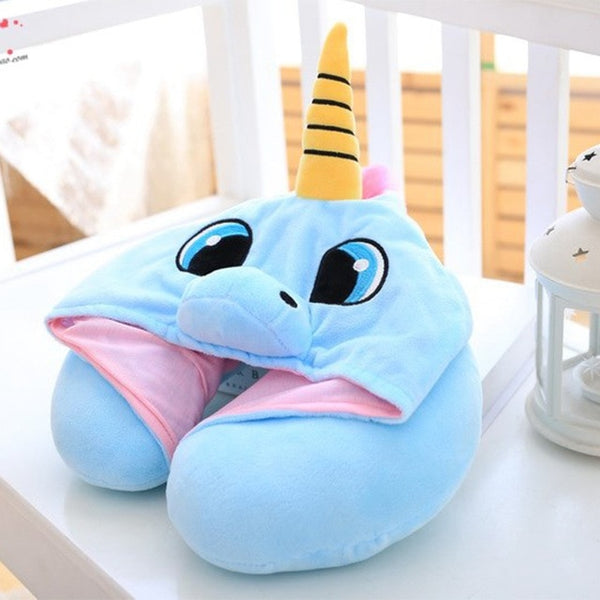 U Shape Travel Pillow Cartoon  Neck Pillow Hooded Neck Pillow Cushion Office Airplane For Sleep Outdoor Travel Pillow