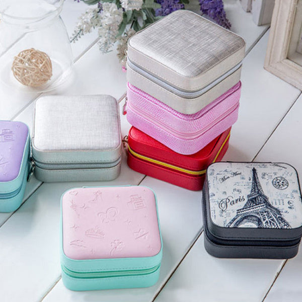 DINIWELL Mini Portable Jewelry Storage Box Earring Ring Necklace Accesories Organizer Travel Storage Case With Zipper For Women