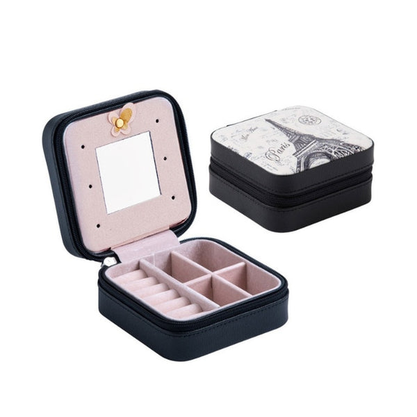 DINIWELL Mini Portable Jewelry Storage Box Earring Ring Necklace Accesories Organizer Travel Storage Case With Zipper For Women