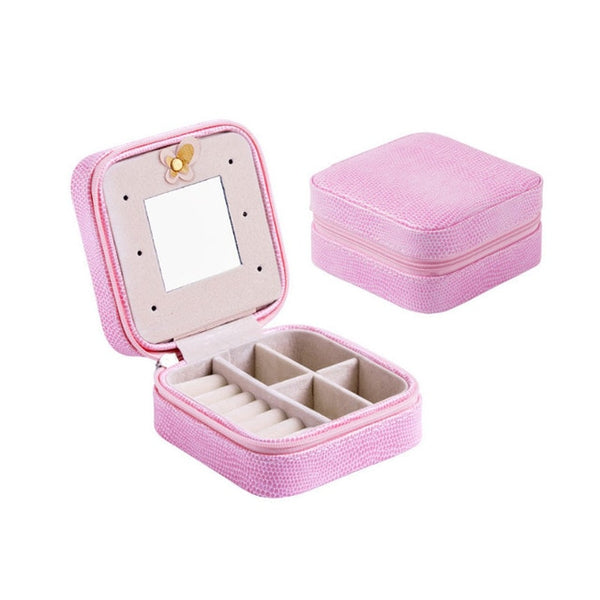 DINIWELL Mini Portable Jewelry Storage Box Earring Ring Necklace Accesories Organizer Travel Storage Case With Zipper For Women