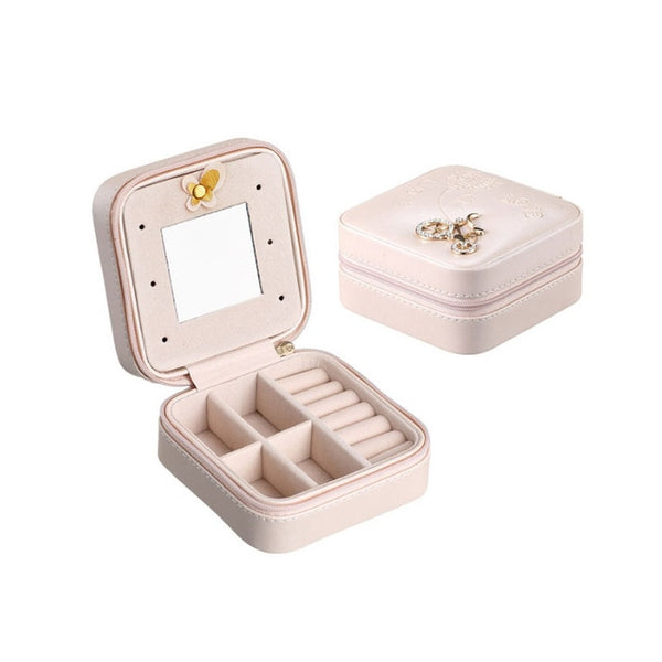 DINIWELL Mini Portable Jewelry Storage Box Earring Ring Necklace Accesories Organizer Travel Storage Case With Zipper For Women