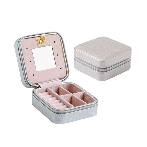 DINIWELL Mini Portable Jewelry Storage Box Earring Ring Necklace Accesories Organizer Travel Storage Case With Zipper For Women