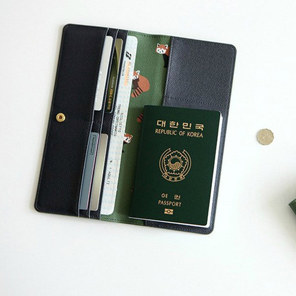 Travel passport package Fox animal pattern Passport cover Travel passport credit card set Travel accessories