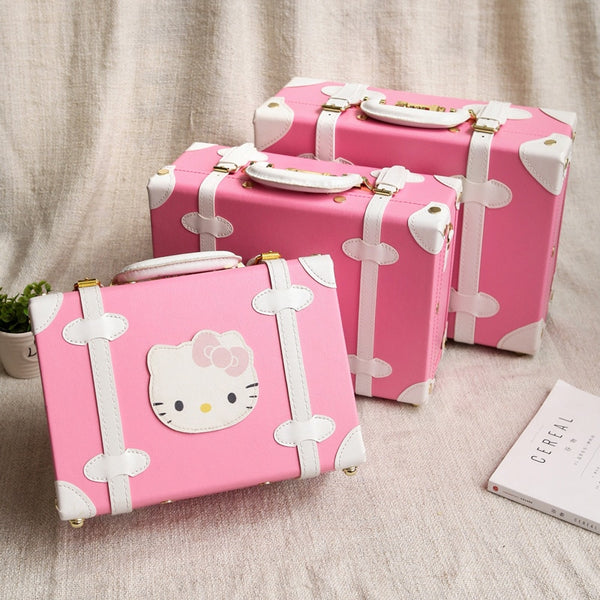 Cartoon child luggage bag cosmetic box mini retro suitcase female small box vintage small suitcase,13 14 15inches suitcase