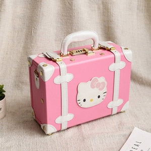 Cartoon child luggage bag cosmetic box mini retro suitcase female small box vintage small suitcase,13 14 15inches suitcase