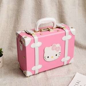Cartoon child luggage bag cosmetic box mini retro suitcase female small box vintage small suitcase,13 14 15inches suitcase