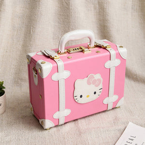 Cartoon child luggage bag cosmetic box mini retro suitcase female small box vintage small suitcase,13 14 15inches suitcase