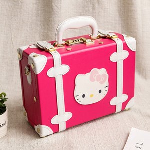 Cartoon child luggage bag cosmetic box mini retro suitcase female small box vintage small suitcase,13 14 15inches suitcase