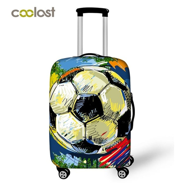 Cool Footbally Suitcase Protective Cover Travel Suitcase Cover Soccerly Elastic Trolly Luggage Cover Dust-proof Travel Accessory