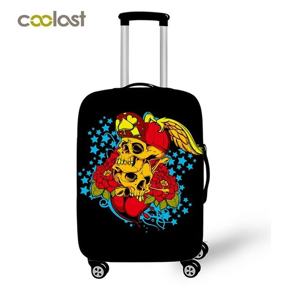 Cool Skull Suitcase Cover Hipster Dust-proof Luggages Protective Cover Fire Angel Skull Suitcase Protector Travel Accessories