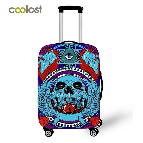 Cool Skull Suitcase Cover Hipster Dust-proof Luggages Protective Cover Fire Angel Skull Suitcase Protector Travel Accessories
