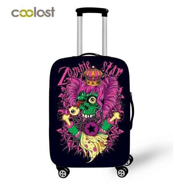 Cool Skull Suitcase Cover Hipster Dust-proof Luggages Protective Cover Fire Angel Skull Suitcase Protector Travel Accessories