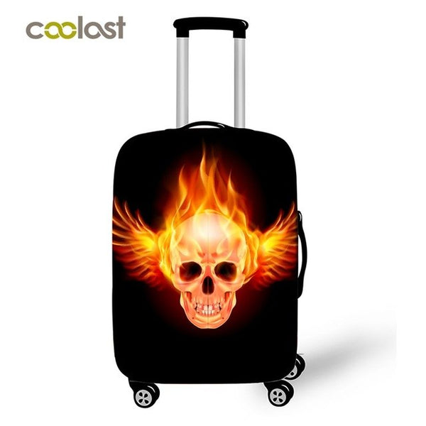 Cool Skull Suitcase Cover Hipster Dust-proof Luggages Protective Cover Fire Angel Skull Suitcase Protector Travel Accessories