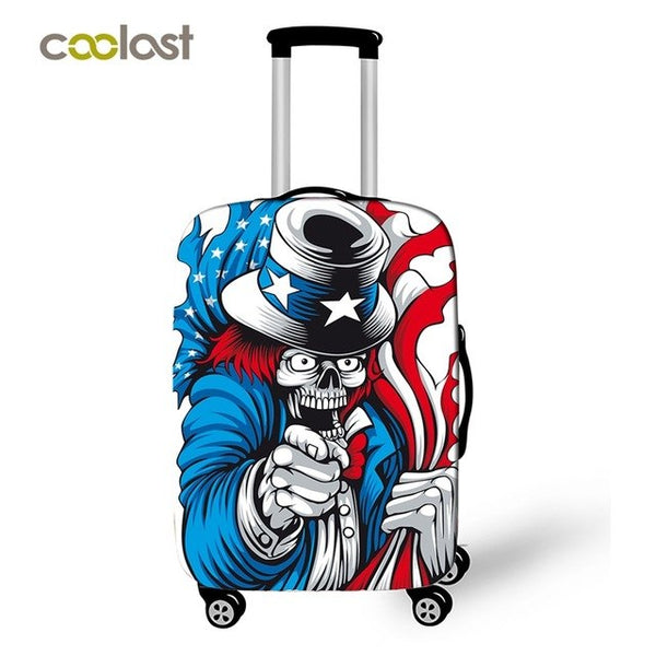 Cool Skull Suitcase Cover Hipster Dust-proof Luggages Protective Cover Fire Angel Skull Suitcase Protector Travel Accessories