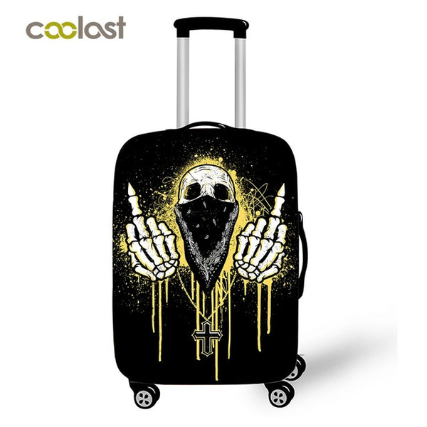 Cool Skull Suitcase Cover Hipster Dust-proof Luggages Protective Cover Fire Angel Skull Suitcase Protector Travel Accessories