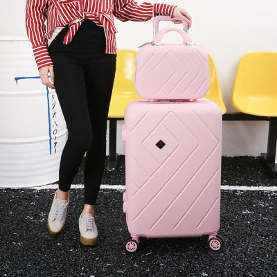 Runningtiger 14+20 22 24 26" inch ladies suitcase luggage couple luggage bag, ABS suitcase rolling luggage suitcase on wheels