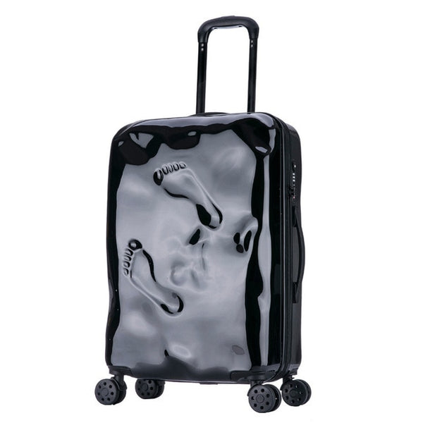 Men and Women Vintage Trolley Luggage Personalized Damaged Travel Suitcase Footprint Trolley Suitcase