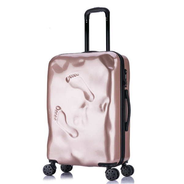 Men and Women Vintage Trolley Luggage Personalized Damaged Travel Suitcase Footprint Trolley Suitcase
