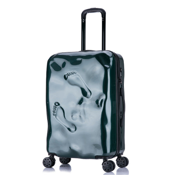 Men and Women Vintage Trolley Luggage Personalized Damaged Travel Suitcase Footprint Trolley Suitcase