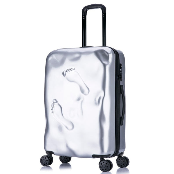 Men and Women Vintage Trolley Luggage Personalized Damaged Travel Suitcase Footprint Trolley Suitcase