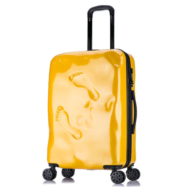 Men and Women Vintage Trolley Luggage Personalized Damaged Travel Suitcase Footprint Trolley Suitcase