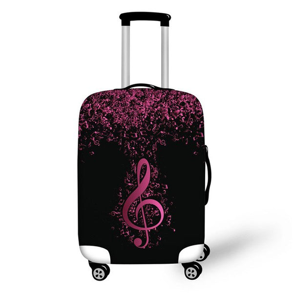 FORUDESIGNS Music Note Travel Luggage Suitcase Protective Cover, Stretch Dustproof Protective Cover,Guitar Print Suitcase Cover