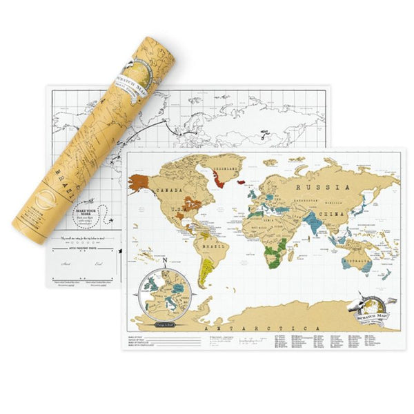 Mini World Scraping Map Travel Map Scratch Print Wall Sticker Travel Notes City Map Black Travel Color