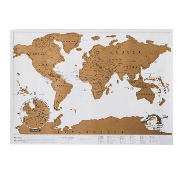 Mini World Scraping Map Travel Map Scratch Print Wall Sticker Travel Notes City Map Black Travel Color