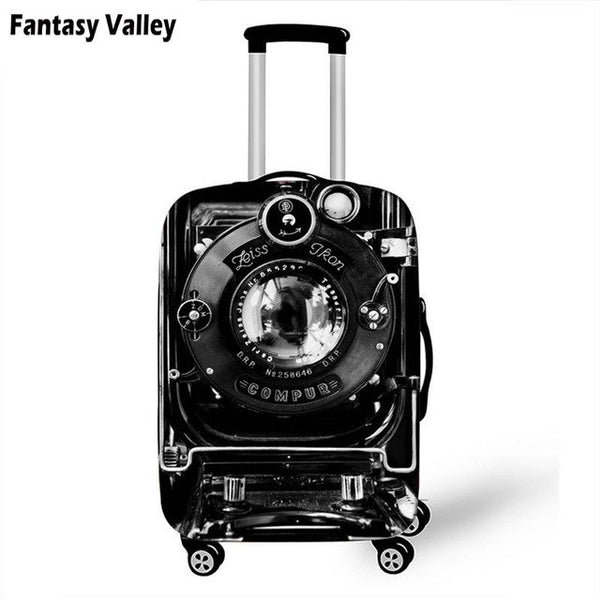 Cool Black Camera Suitcase Cover For Man Women Travel Luggage Suitcase Protector Girls Trolley Durable Protective Covers