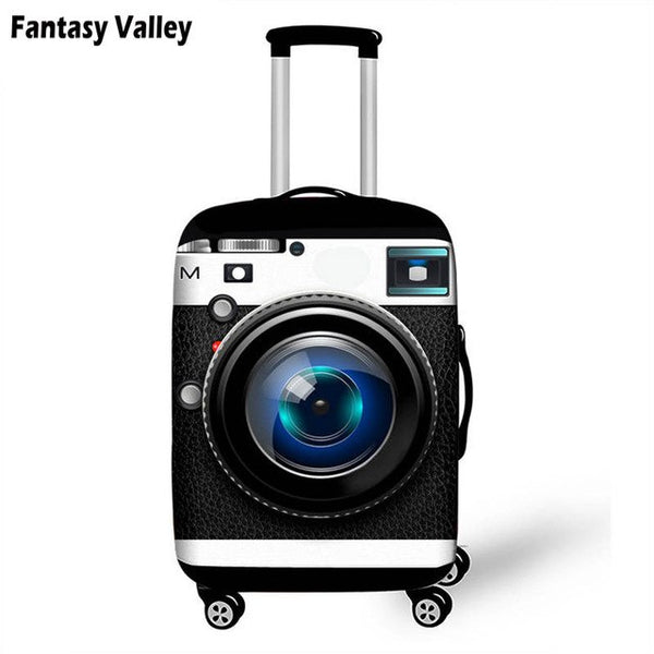 Cool Black Camera Suitcase Cover For Man Women Travel Luggage Suitcase Protector Girls Trolley Durable Protective Covers