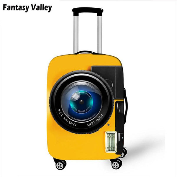 Cool Black Camera Suitcase Cover For Man Women Travel Luggage Suitcase Protector Girls Trolley Durable Protective Covers