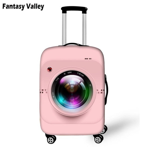 Cool Black Camera Suitcase Cover For Man Women Travel Luggage Suitcase Protector Girls Trolley Durable Protective Covers